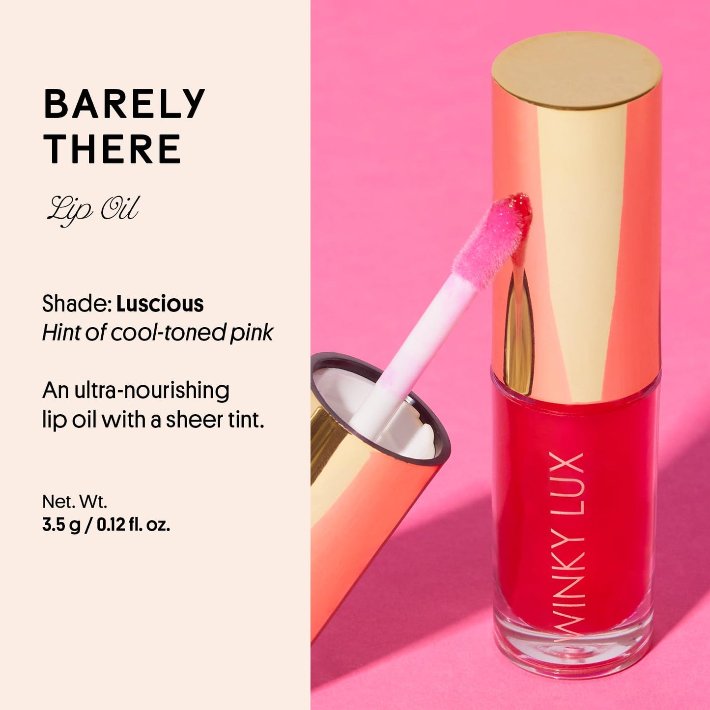 Winky Lux Luscious Barely There Sheer Tinted Lip Oil - Hydrating Lip Gloss Tint, Cool Pink Glossy Lip Balm, Juicy Non Sticky Long Lasting Formula, Infused with Jojoba Oil & Soft Vanilla Scent