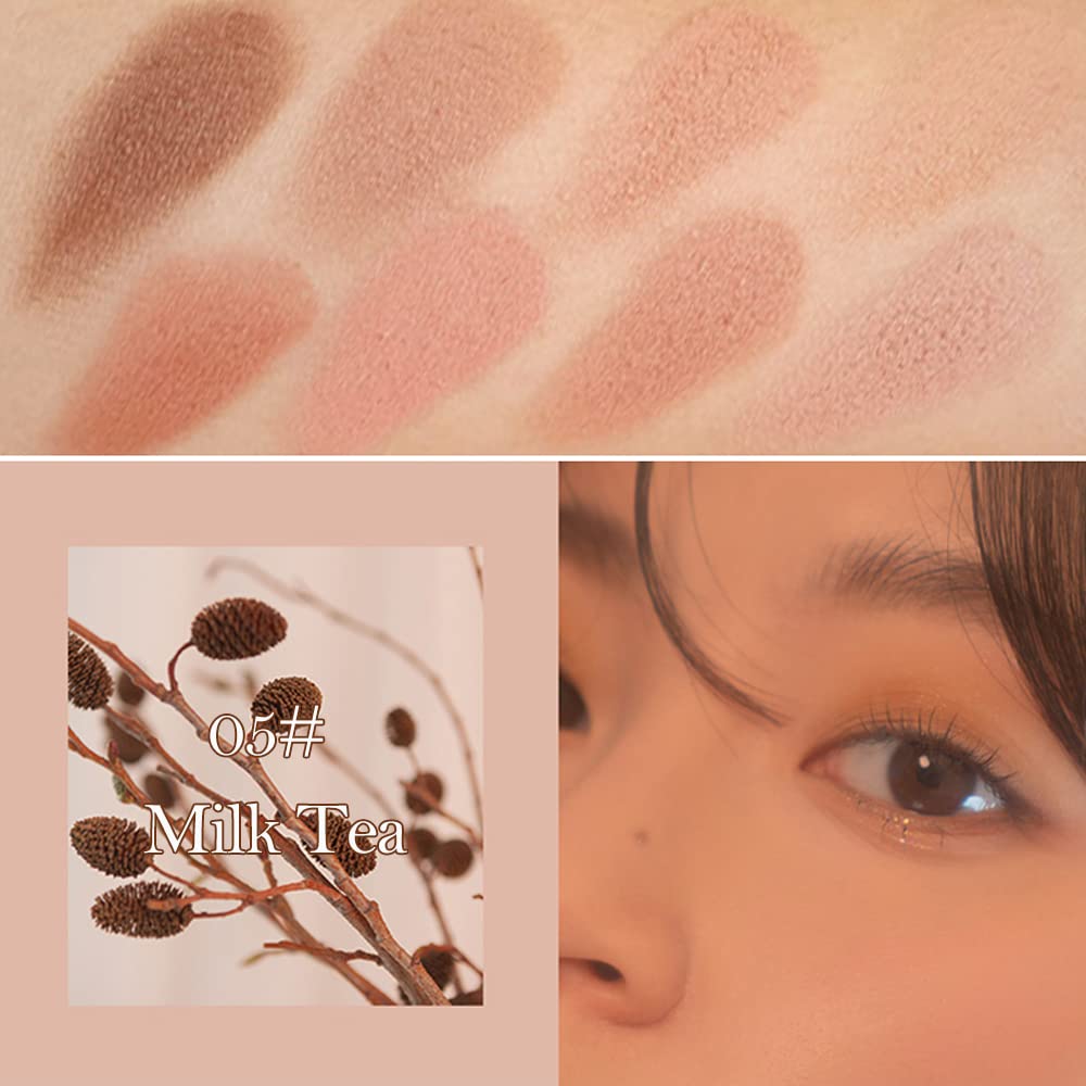 Erinde 10 Colors Eyeshadow Palette - Matte Nude Naked Eye Shadow Makeup, Ultra-Blendable High Pigmented Long Lasting, Neutral Beige Brown Eye Make Up Pallet with Brush Travel Size Gift Kit, Milk Tea