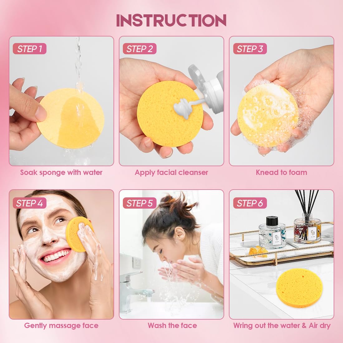 AIDEA 96Count Compressed Facial Sponges, Face Sponges for Cleansing, Cosmetic Makeup Sponges for Facial Cleansing, Facial Sponges for Washing Face, Exfoliating, Makeup Removal, Travel Essentials