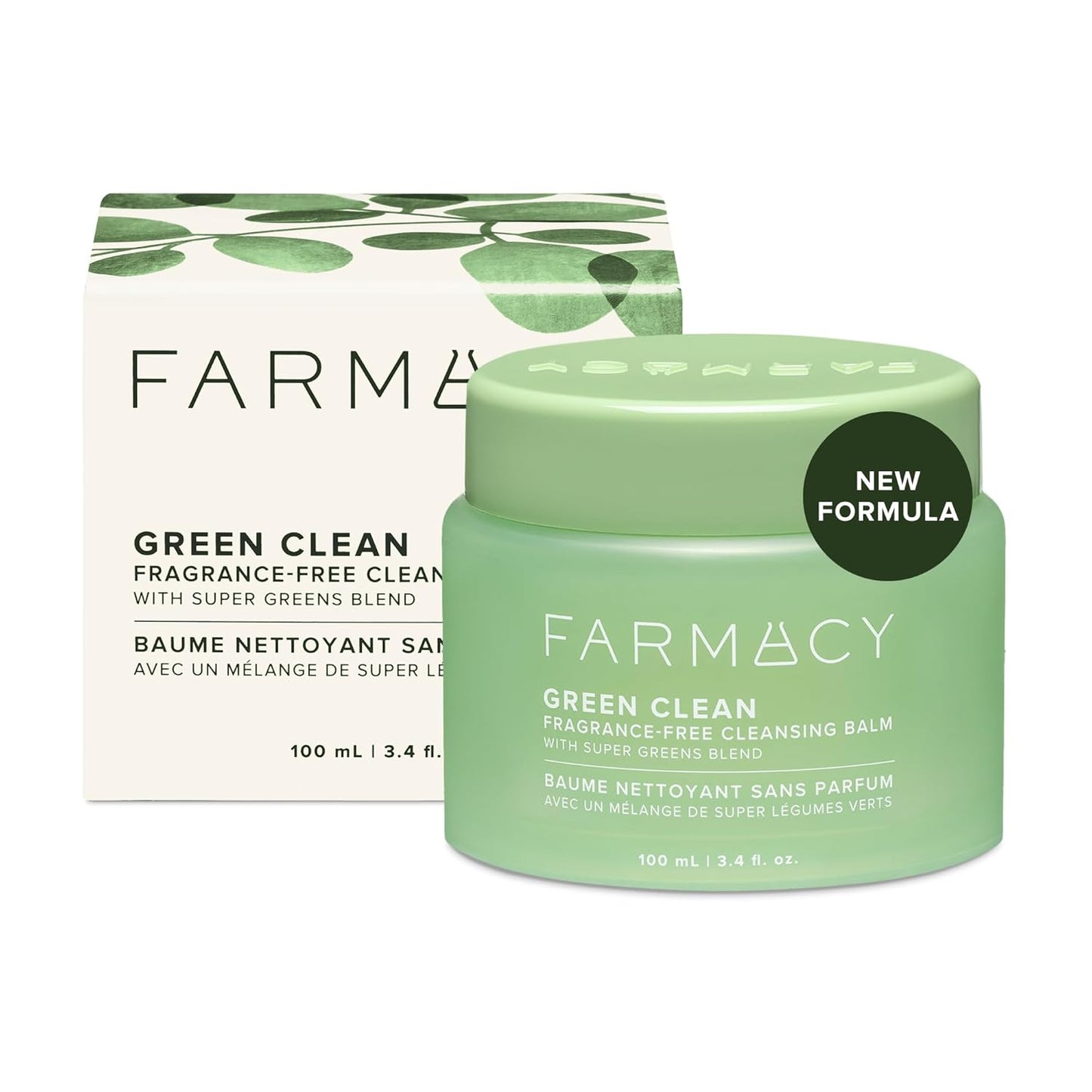 Farmacy Makeup Remover Cleansing Balm - Green Clean Waterproof Makeup Remover + Oil Based Cleanser - Newly Formulated Double Cleanser with Plant Based Waxes + Upcycled Moringa - Fragrance Free (100ml)