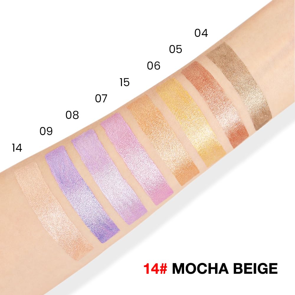 evpct Mocha Beige Shimmer Cream Eye Shadow Brightener Sticks Set for Eyes, Mocha Beige Shimmery Matte Pencil Eye shadow Applicator Stick Pen Palette Makeup Waterproof sombras en crema para ojos 14#