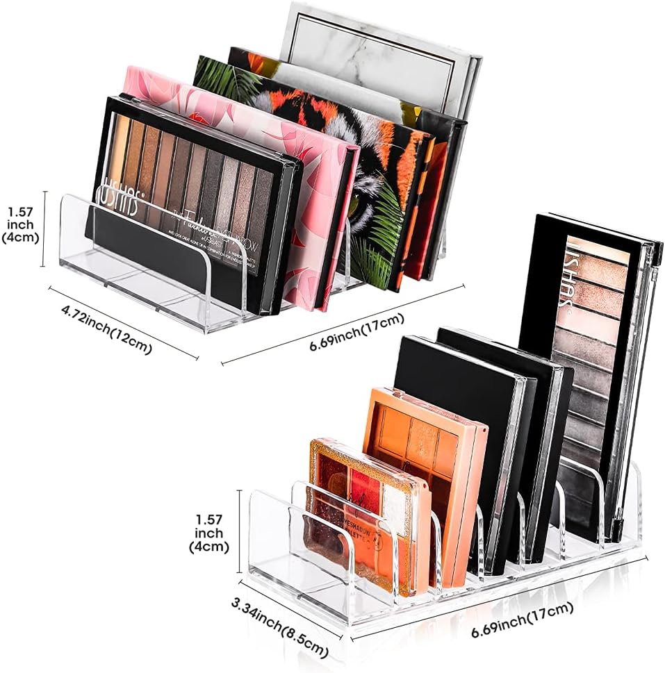 Eyeshadow Makeup Palette Cosmetic Organizer - Waterproof Eyeshadow Organizer for Eye Makeup Palette,Bathroom Countertop,7 Sections (2PCS-Small&Large)