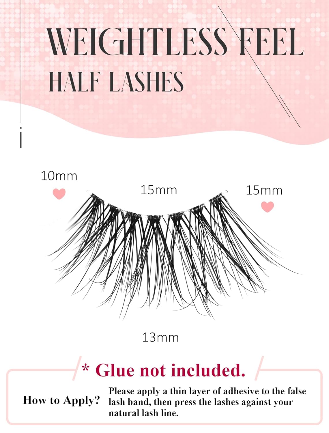 Half Lashes Natural Lashes Wispy Lashes Corner Lashes 3/4 False Eyelashes Natural Half Eyelashes Clear Band Lashes W05