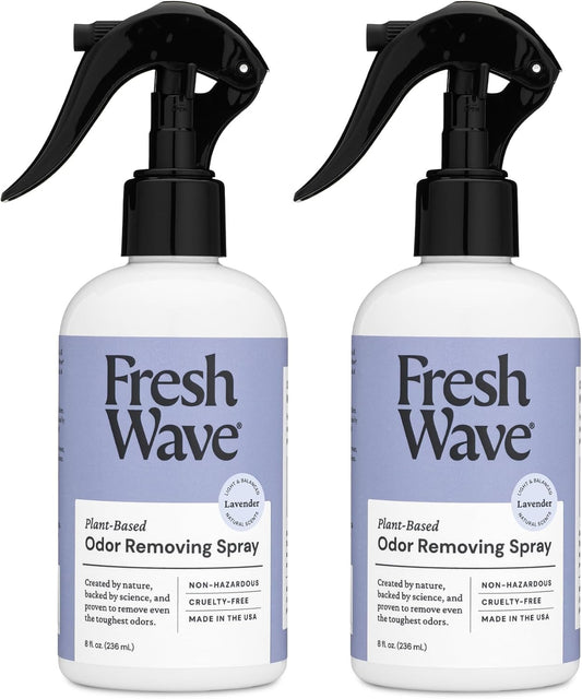 Fresh Wave Lavender Scent Odor Removing Spray, 8 fl. oz. | Pack of 2 | Odor Absorber for Home, Furniture, Fabrics & Trash | Safer Odor Relief