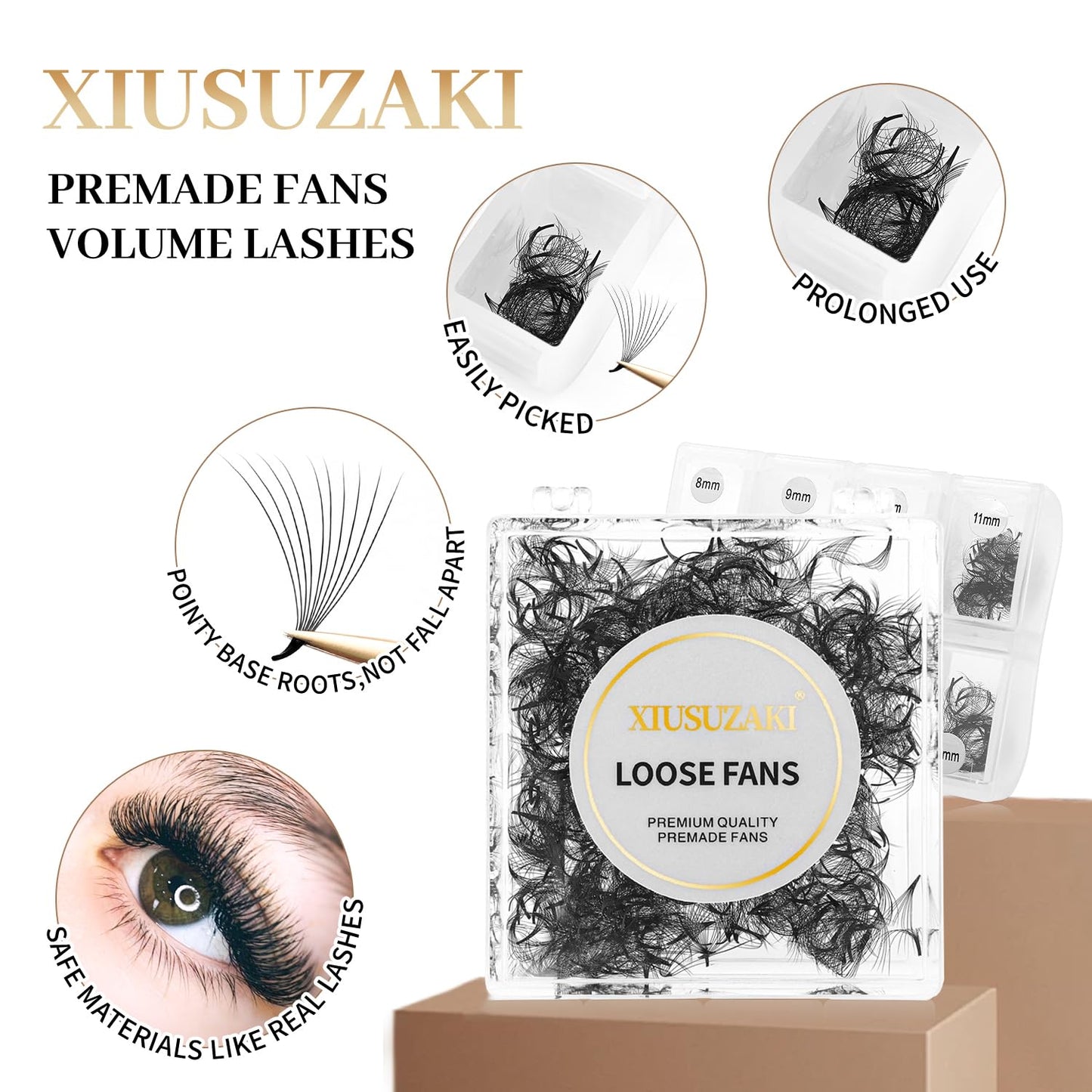Premade Fans Eyelash Extensions 600 Fans 10D Premade Lash Fans Volume Lash Extensions 0.03 Thickness Eyelash Extension D Curl 13mm Fluffy Soft Handmade Loose Fan(600Fans-10D-0.03-D,13mm)