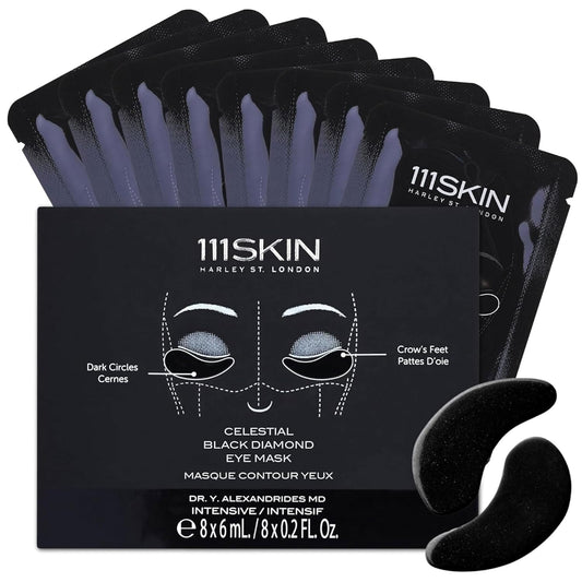 111SKIN Black Diamond Eye Mask, Hydrating Under Eye Patches for Dark Circles with Retinol, Hyaluronic Acid & Niacinamide, Helps Lift & Firm the Appearance of Fine Lines & Undereye Area, 8 Pairs