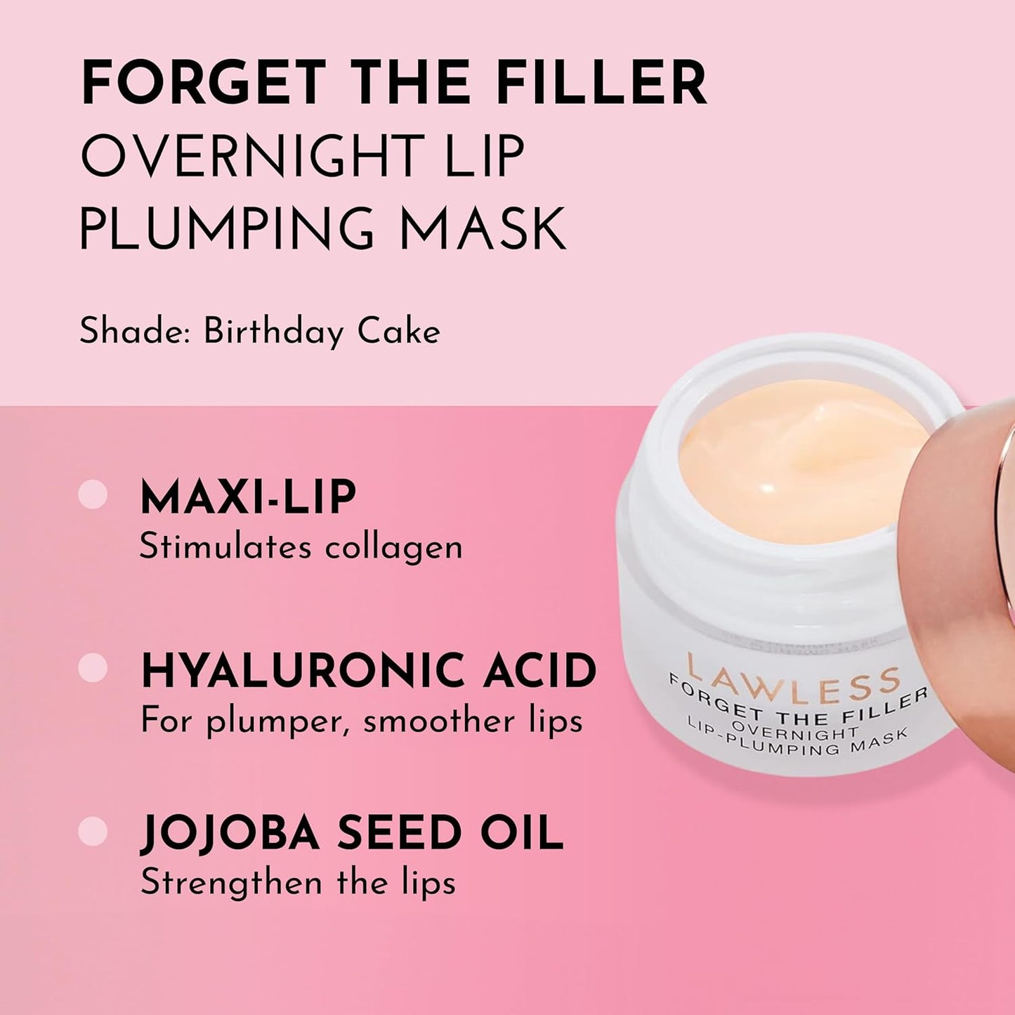 LAWLESS Women's Forget The Filler Overnight Lip Plumping, Birthday Cake, 0.28 Ounce