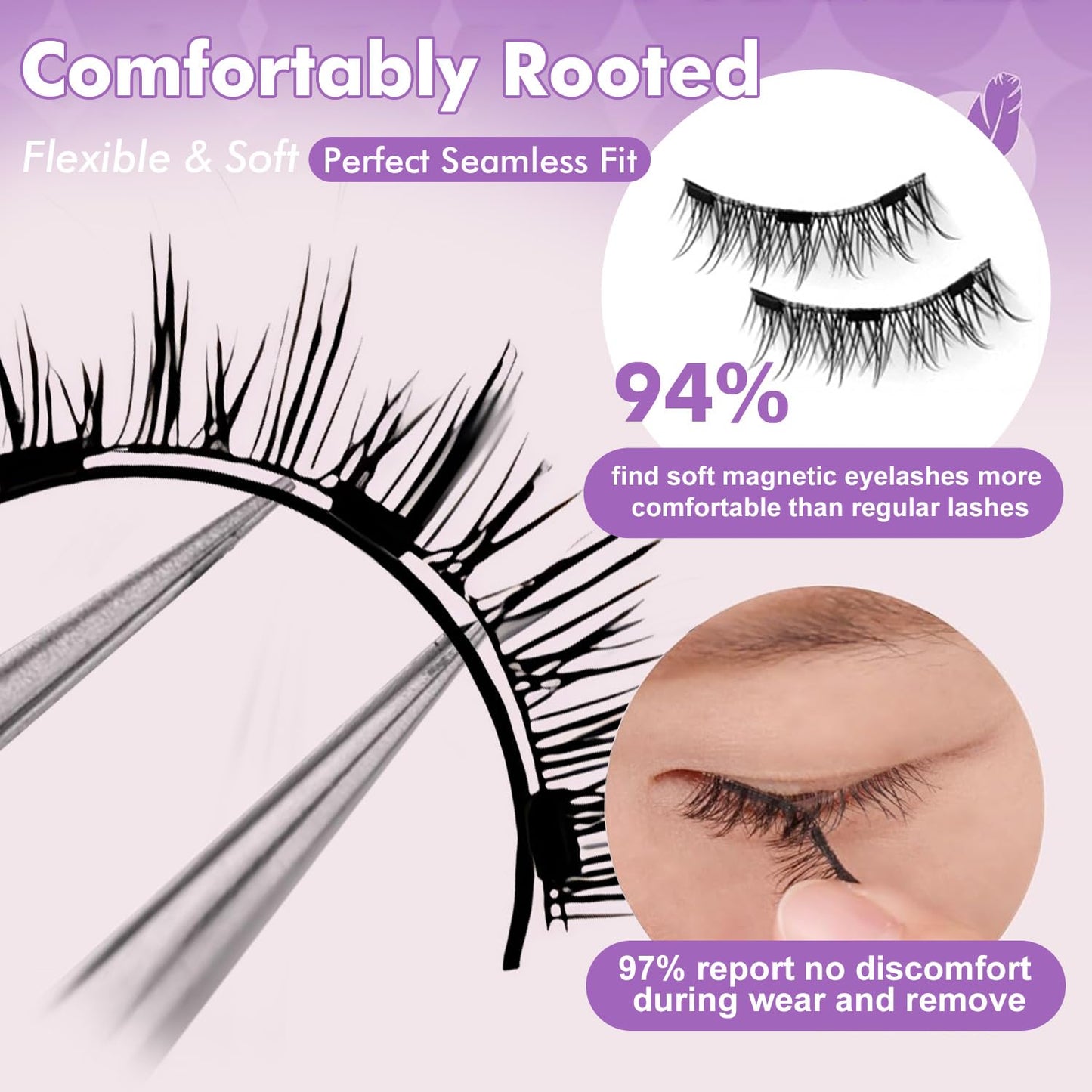 Elara Craft Magnetic Eyelashes with Applicator, Magnetic Eyelashes Natural Look,Reusable Magnet Lashes No Glue Needed Soft Lashes Kit(Natural+Natural)