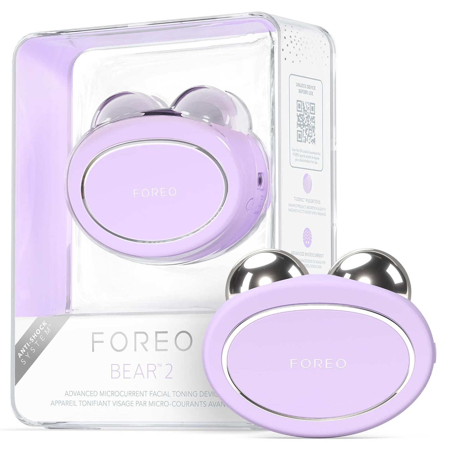 FOREO Bear 2 Advanced Toning Microcurrent Facial Device - Face Sculpting Tool - Firm & Contour - Non-Invasive - Increases Skin Care Absorption - Lavender