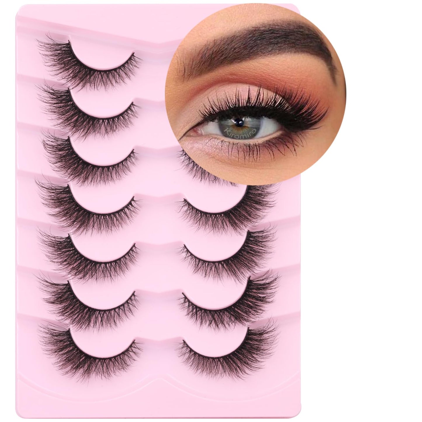 False Lashes Natural Look Faux Mink Eyelashes Wispy Fox Eye Lashes That Look Like Extensions 3D Mink Lashes Natural Strip Lashes Pack 7 Pairs