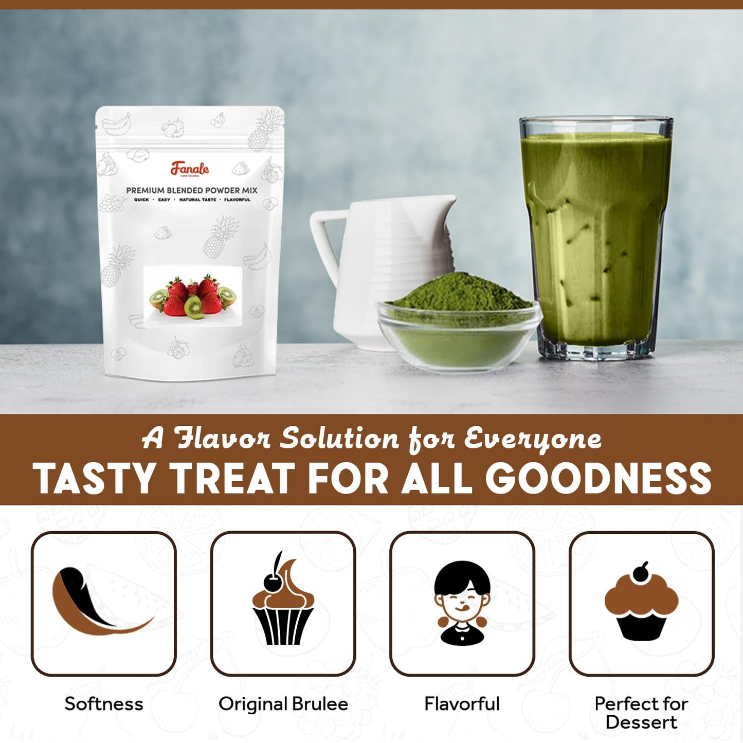 Fanale Premium Matcha Green Bubble Tea Flavoring Powder | Perfect for Baking, Smoothies, Desserts and Drinks | Instant Flavoring Powder for Boba Milk Tea - 2.2 Pounds (Pack of 1)