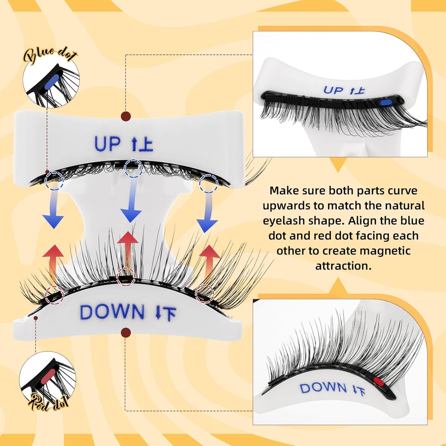 QUEWEL Magnetic Eyelashes, Reusable Magnetic Lashes With Applicator No Glue Needed Eyelashes without Eyeline Natural Look Lash Clusters (G-YC-E01)