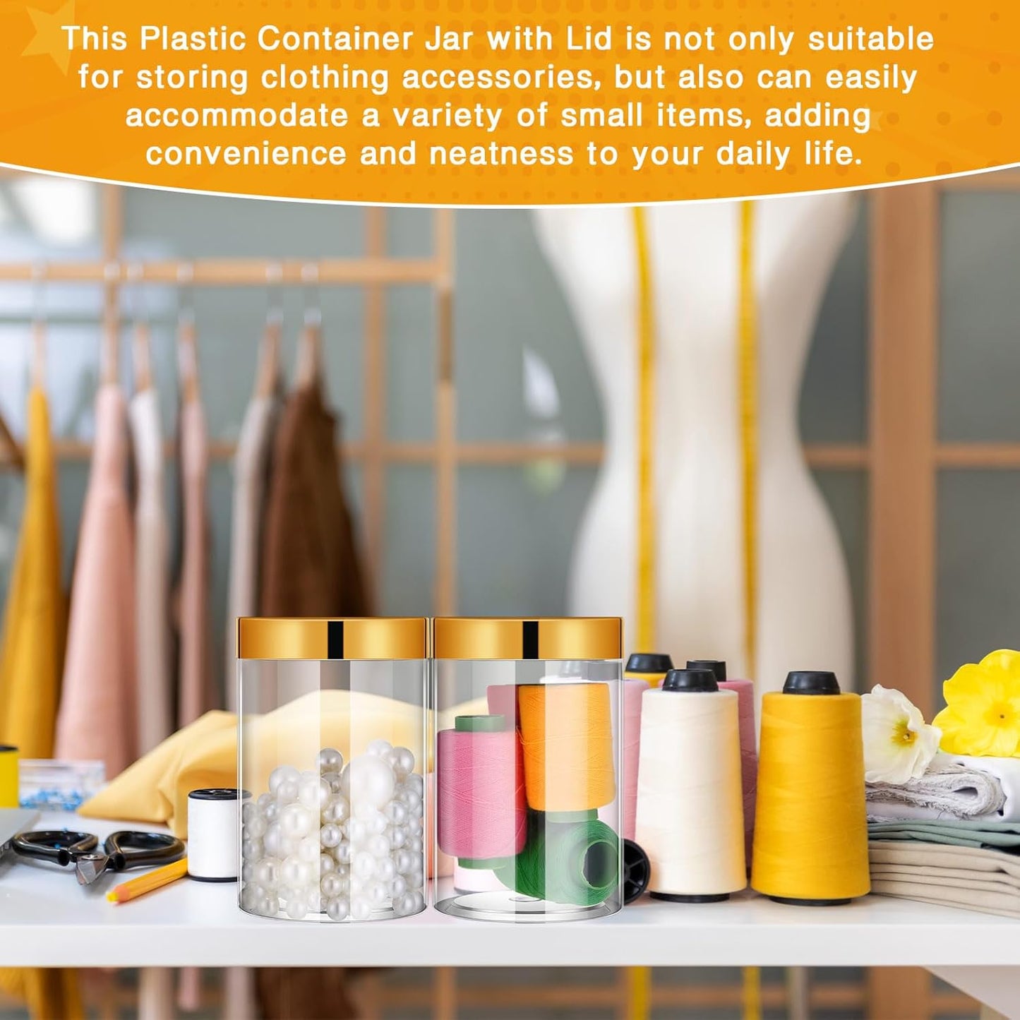 Patelai 4 Pieces Round Wide-mouth Leak Proof Plastic Container Jars with Lids for Travel Storage Makeup Beauty Products Face Creams Oils Salves Ointments DIY Making(12 Ounce,Gold)