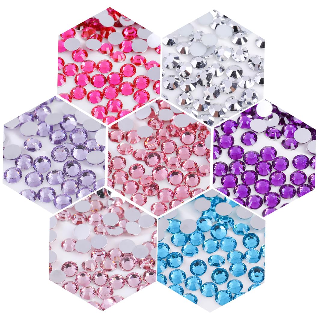 1500 Pieces SS16 4mm Flatback Rhinestones Clear Glass Round Gems Crystals for Nail Art DIY Crafts Clothes Shoes Bags （Light Red）