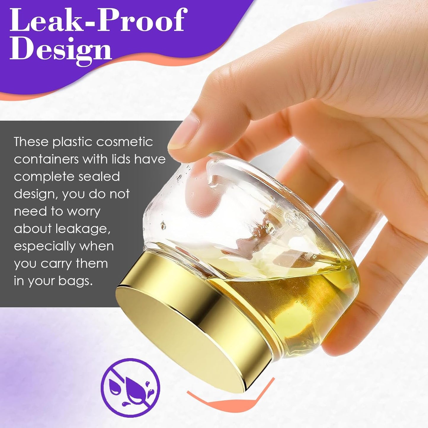 36 Pack 8 oz Plastic Cosmetic Containers With Lids Refillable Clear Empty Travle Jars Containers for Body Butter,Sugar Scrubs,Cream,Lotions,Candy, Waterproof Label&Spatulas - (Gold)