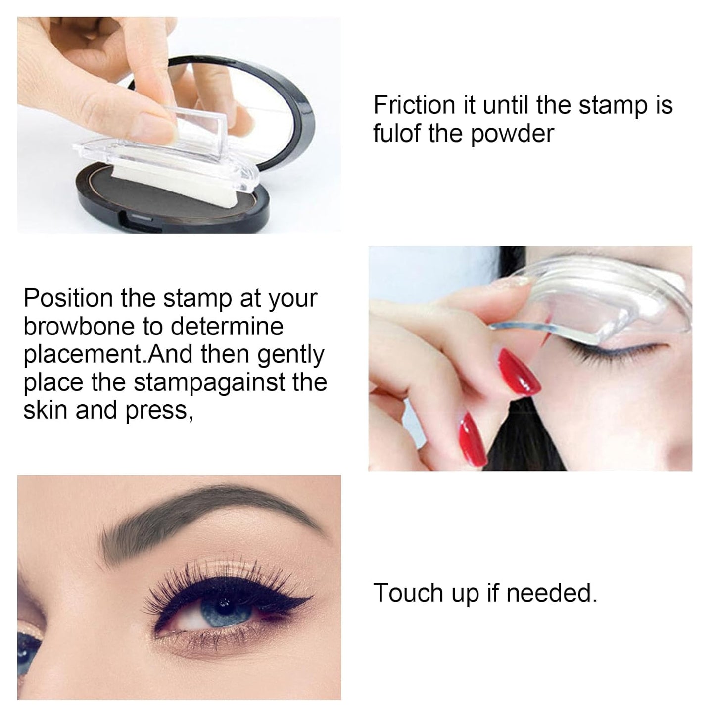 Boobeen Eyebrow Seal Stamp Powder - Waterproof 3 Seconds Eye Make Up Nature Coloring Kit - Creates Natural Looking Brows for Makeup Beginners