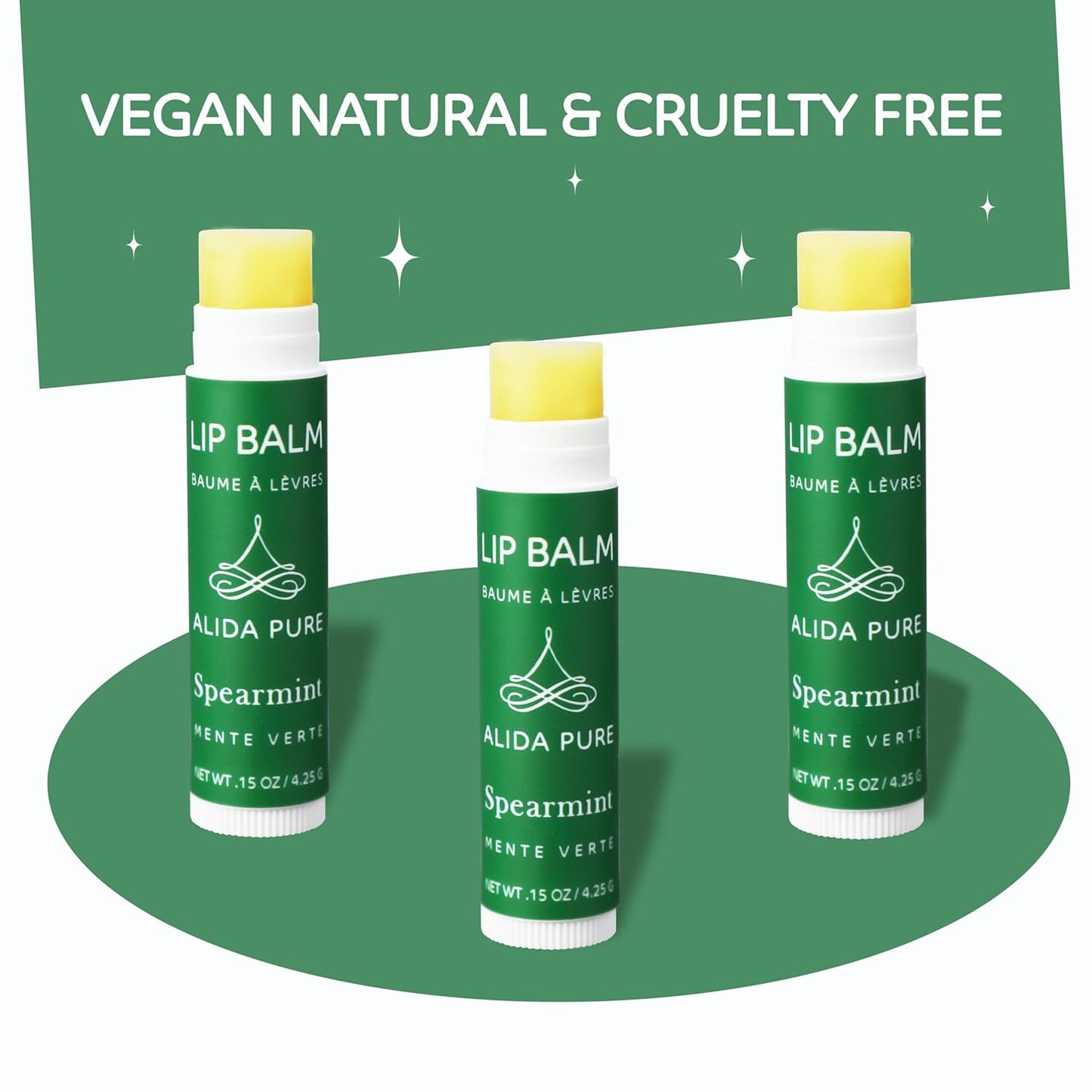 Spearmint Lip Balm Collection, Vegan Set, Beeswax Free, with Organic Jojoba and Avocado Oil, Vitamin E, Natural Moisturizer for Dry, Chapped Lips, 3 Tube Set