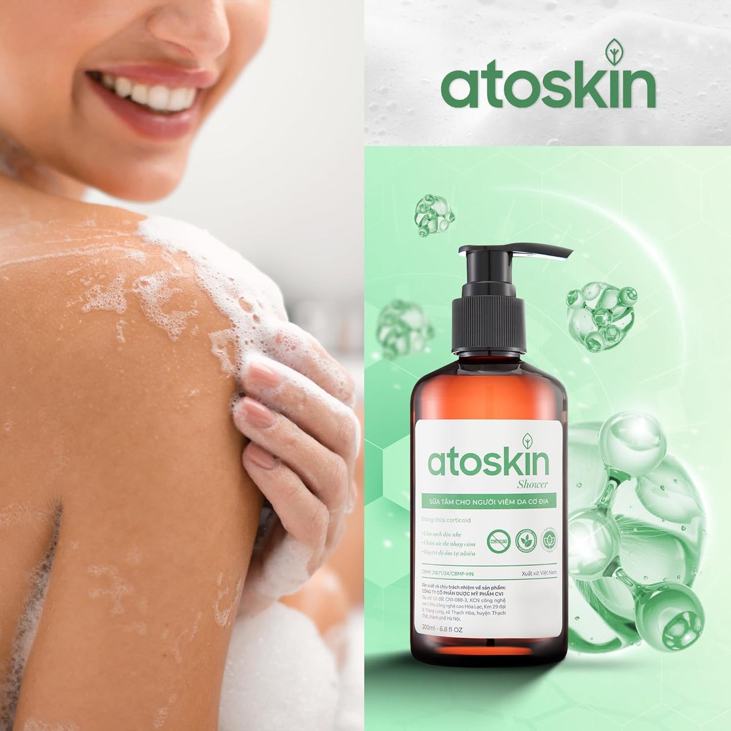 Atoskin Shower Gel (2 Pack) - for Eczema, Psoriasis, Dermatitis, and Anti-Itch Relief - Maximum Strength for Both Kids and Adults (13.6 oz)