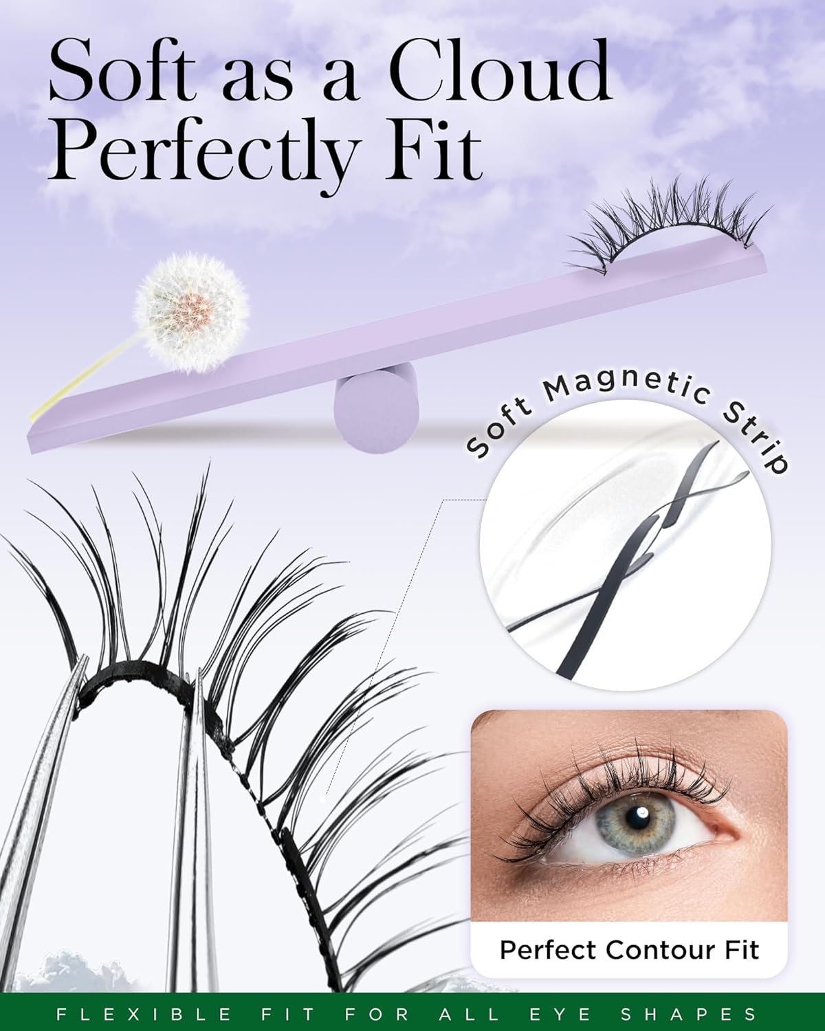 BEYELIAN Portable Magnetic Eyelashes with Applicator Kit, Upgrade Soft Magnetic Lashes, No Glue Needed Reusable False Eyelashes for Eye All-In-One Box (Lightweight & Comfortable)