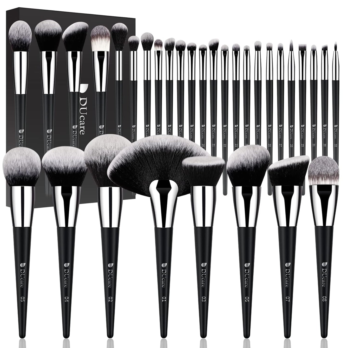 DUcare Makeup Brushes Set Professional 32Pcs Make up Brushes Premium Synthetic Kabuki Foundation Blending Face Powder Blush Concealers Eye Shadows