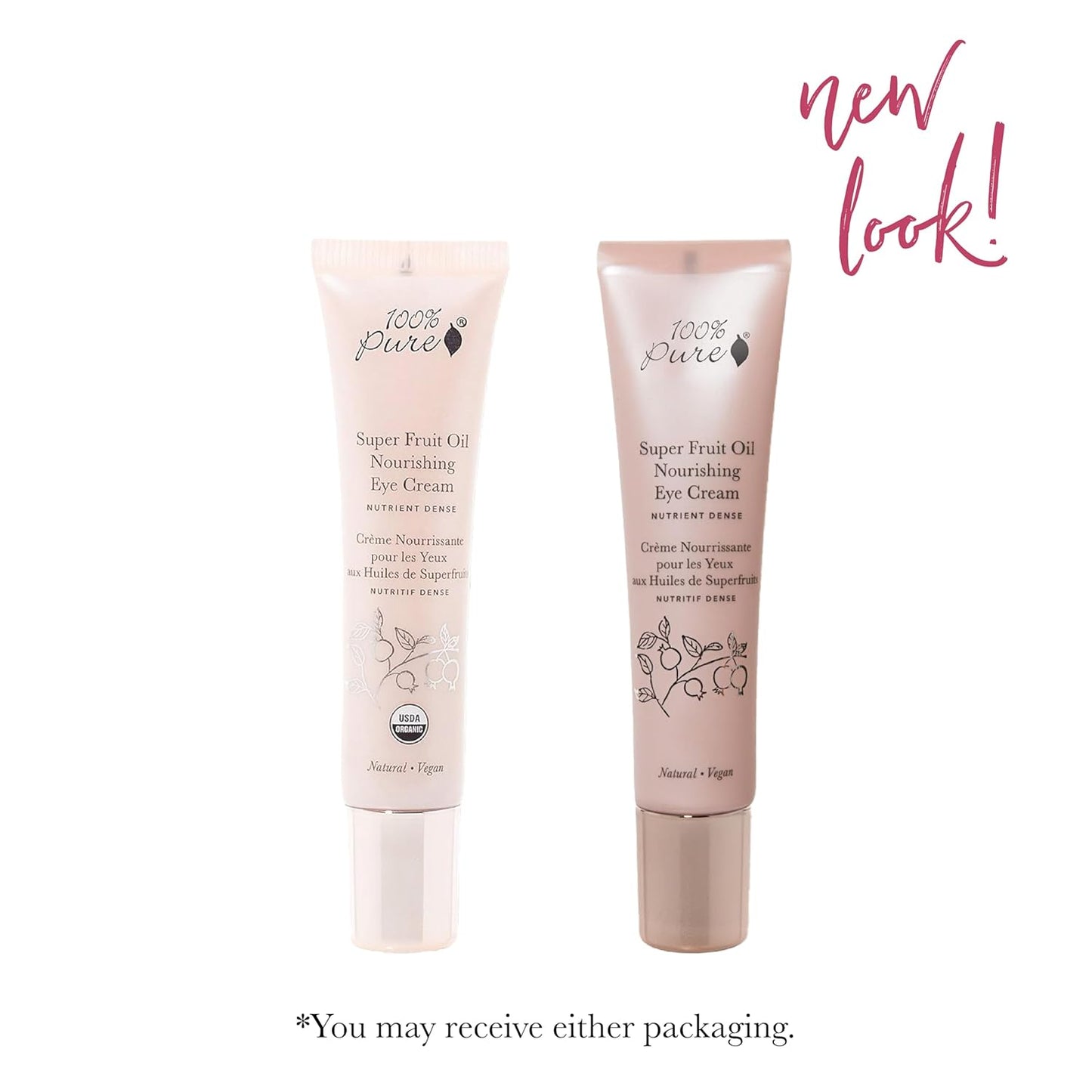 100% PURE Super Fruit Oil Nourishing Eye Cream, Anti-Aging Organic & Natural Hydration for Puffiness, Fine Lines, Under Eye Bags - 0.5 Fl Oz