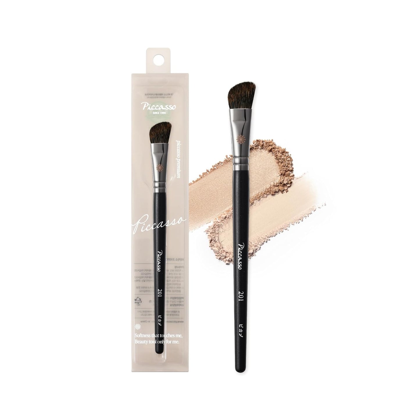 Piccasso 201 Nose Shading Brush – Soft Hair Makeup Brush for Nose Shaper and Face Makeup, Small Angled Brush for Precise Contouring and Blending, Korean Professional Beauty Tool for Daily Use