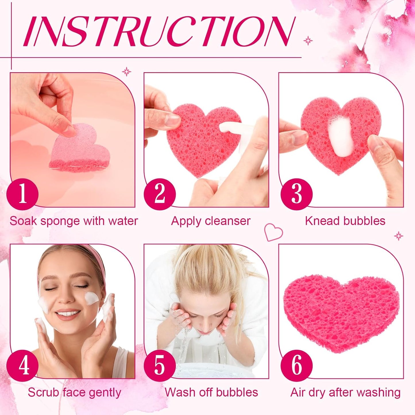 Loopeer 96 Pcs Compressed Facial Sponges with Container Disposable Face Sponge Pads for Washing Face Cleansing Exfoliating Esthetician Makeup Removal (Pink)