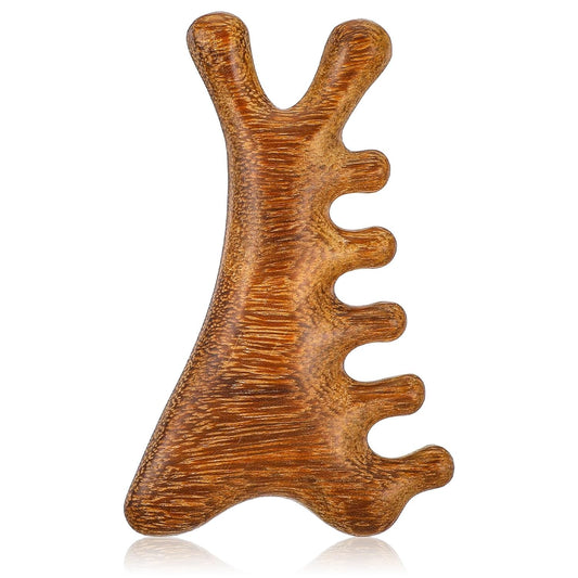 Sandalwood Scalp Massager Comb – Natural Wooden Gua Sha Tool for Head, Neck & Face Care, Relaxing Hair & Skin Massage