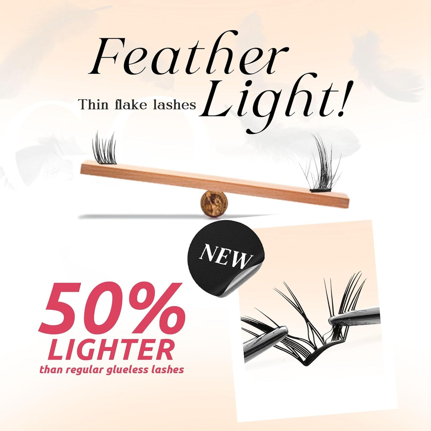 GAQQI Self Adhesive Lash Clusters, Pre Glued Eyelashes 10-14mm Wispy Cluster Lashes, Press On No Glue False Eyelashes, Strong Adhesive & Reusable Glueless（PG4）