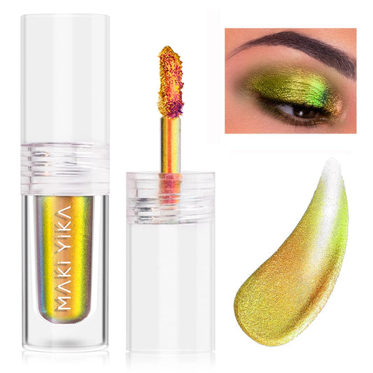 MAKI YIKA Liquid Eyeshadow Chameleon Metallic Eyeshadow Color Shifting Highly Pigmented Long Lasting With No Creasing Multichrome Eye Topper Glitters (#4 Sunrise)