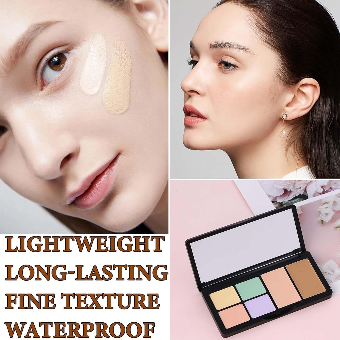 6 Colors Correcting Concealer Contour Palette,Concealer Cream Contour Makeup Palette,Contouring Foundation Highlighting Makeup Kit with Brush（01#）