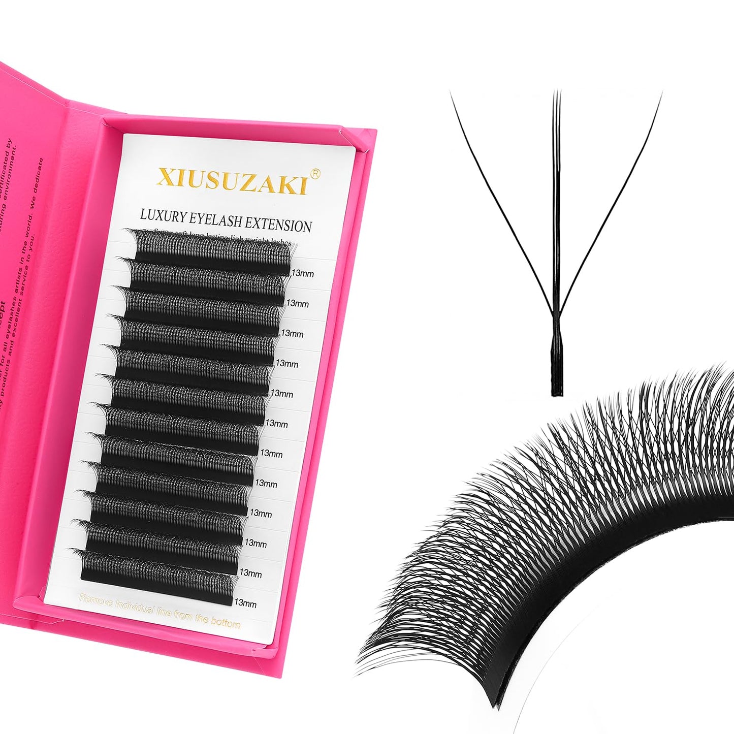 Lash Extensions Three Core Tips 3D Eyelash Extensions W Shape 0.07mm Thickness D Curl 9mm Premade Fans Easy Fan Volume Lashes Matte Black Crisscross(W-3D-Three Core-0.07-D,9mm)