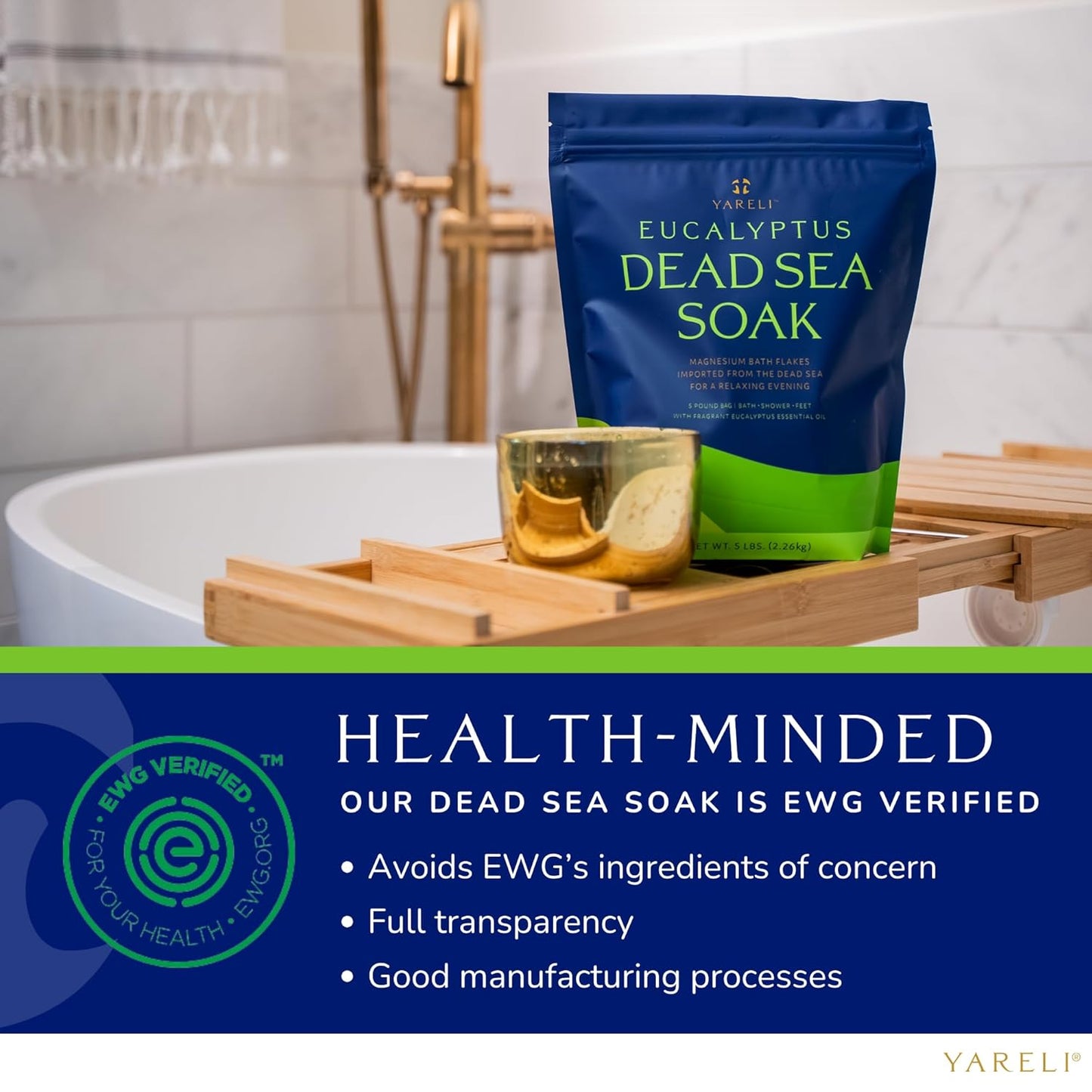 Magnesium Flakes, 5lb Eucalyptus, Dead Sea Bath and Foot Soak, Alternative to Epsom Salt with Over 250,000mg of Magnesium Chloride Per Bag