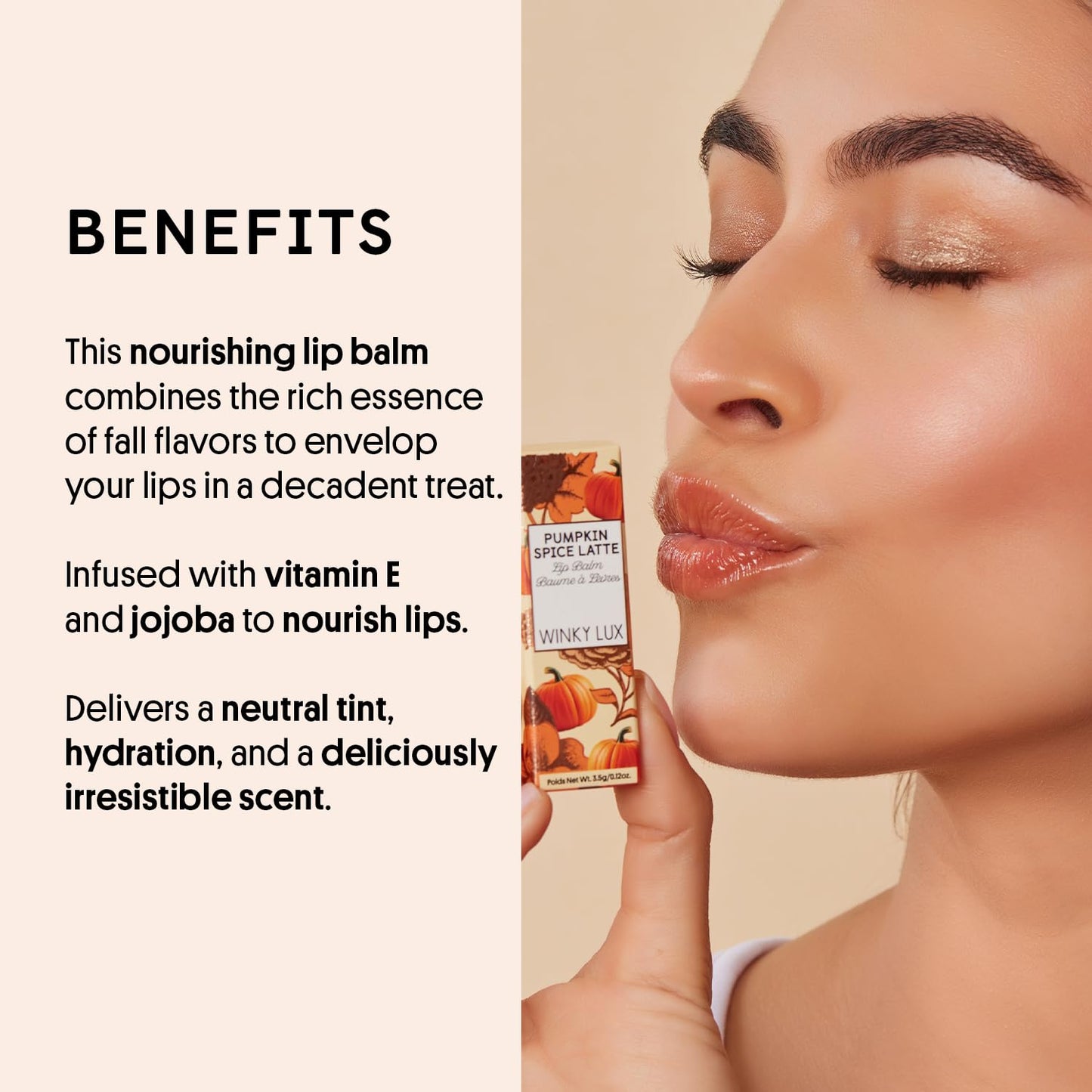 Winky Lux Pumpkin Spice Latte Tri-Color Tinted Lip Balm – Hydrating Balm, Sheer Pink Tint, Lip Care with Jojoba Oil & Vitamin E, Moisturizes & Softens Dry Lips, Buttery Soft with Pumpkin Spice Scent