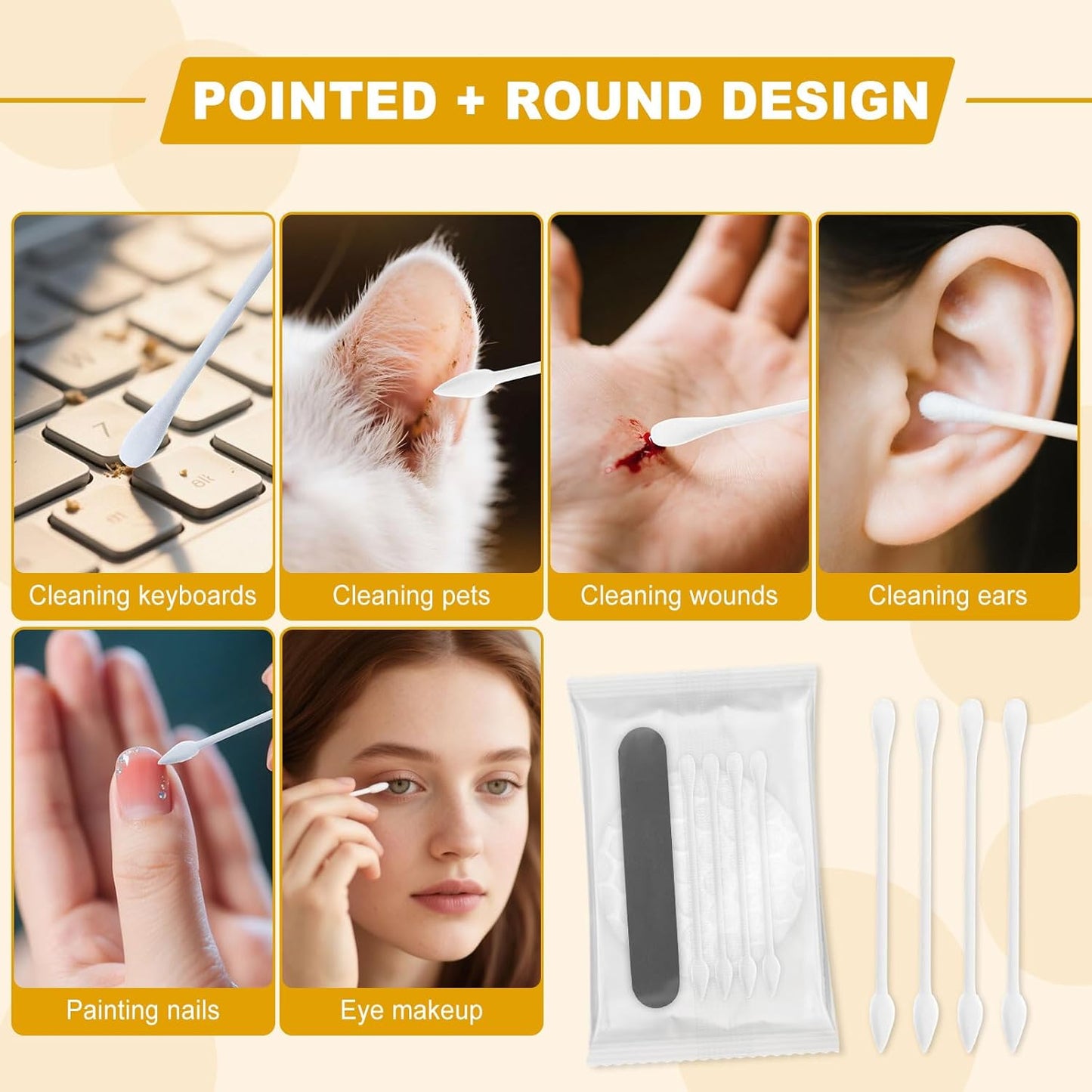 Hotel Vanity Kit Individually Wrapped Bulk Travel Cleaning Kit for Hotels Disposable Travel Size Hotel Hospitality Supplies Hygiene Kits for Homeless in Bulk Round Cotton (100)