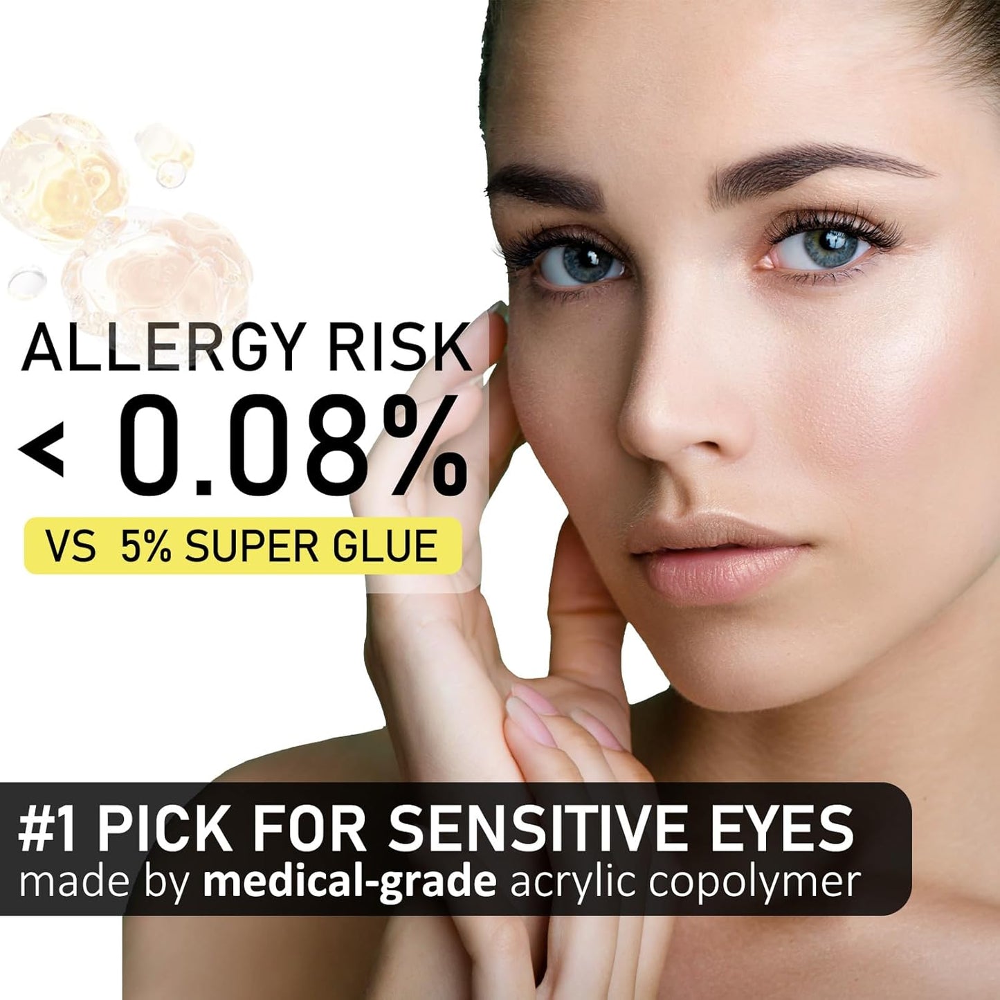 Lash Glue Kit (1Clear 1Black Glue 1Remover) 150Hours Waterproof Bond & Seal Adhesive for Cluster Strip & Individual Lashes, Hypoallergenic Gentle Formula for Sensitive Eyes, Easy to Remove