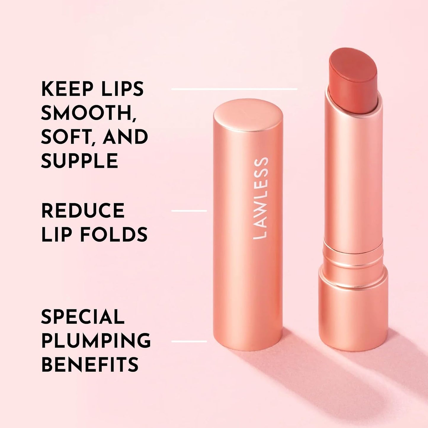 LAWLESS Forget the Filler Lip Plumping Line Smoothing Tinted Balm, Georgie, Pink, 0.09 Ounce