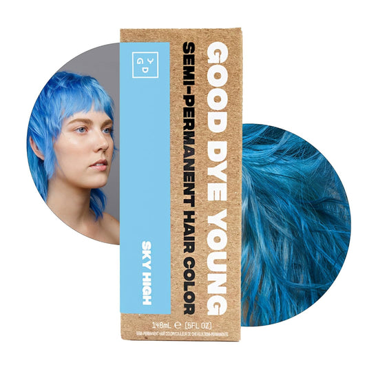 Good Dye Young Semi-Permanent Hair Color, Vegan and Cruelty-Free Blue Hair Dye, Last up to 24 Washes, Non-Damaging Conditioning Hair Color (5FL OZ, Sky High)