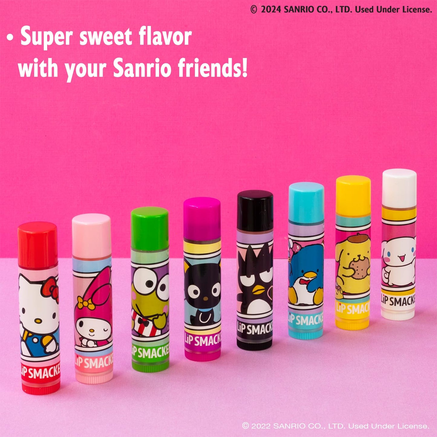 Lip Smacker Sanrio Hello Kitty and Friends 8-Piece Flavored Lip Balm, My Melody, Little Twin Stars, and Chococat, Hydrating & Protecting - Cruelty-Free