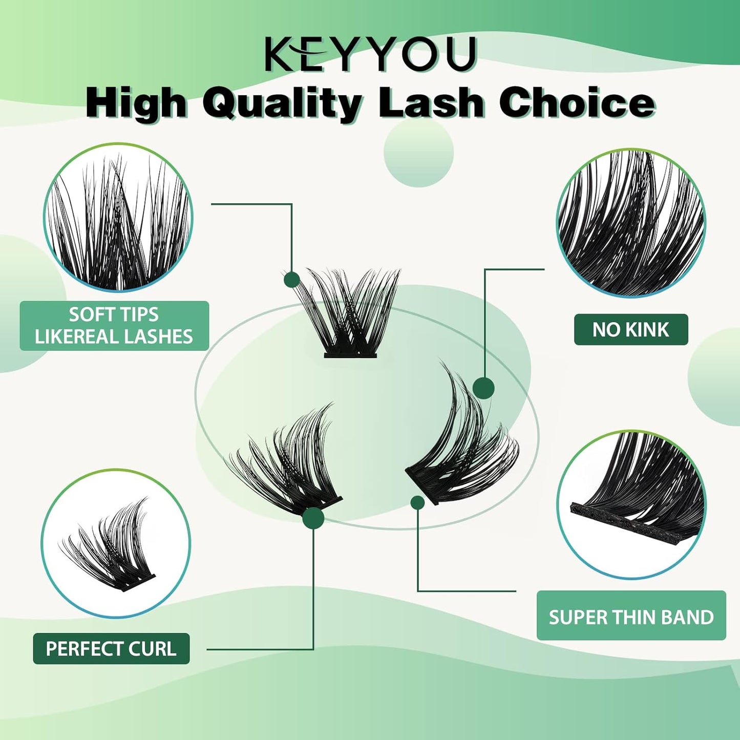 Lash Clusters,96 Pcs Cluster Lashes Y07 D Curl 12mm DIY Lash Extensions Eyelash Clusters,KEYYOU Volume Wispy Individual Lashes Soft&Comfortable Easy DIY at Home(Y07,D-12mm)