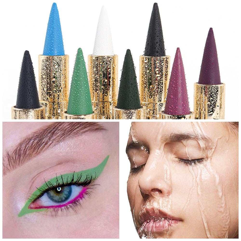 Kaely Light Green Gel Eyeliner Pencil,Waterproof Smudge Proof Eye Liner Pen,Cat Eye Goth Halloween Makeup,Eye Black Face Paint Lipstick Crayon,Color Colorful Eyeliner Eyeshadow Stick,08