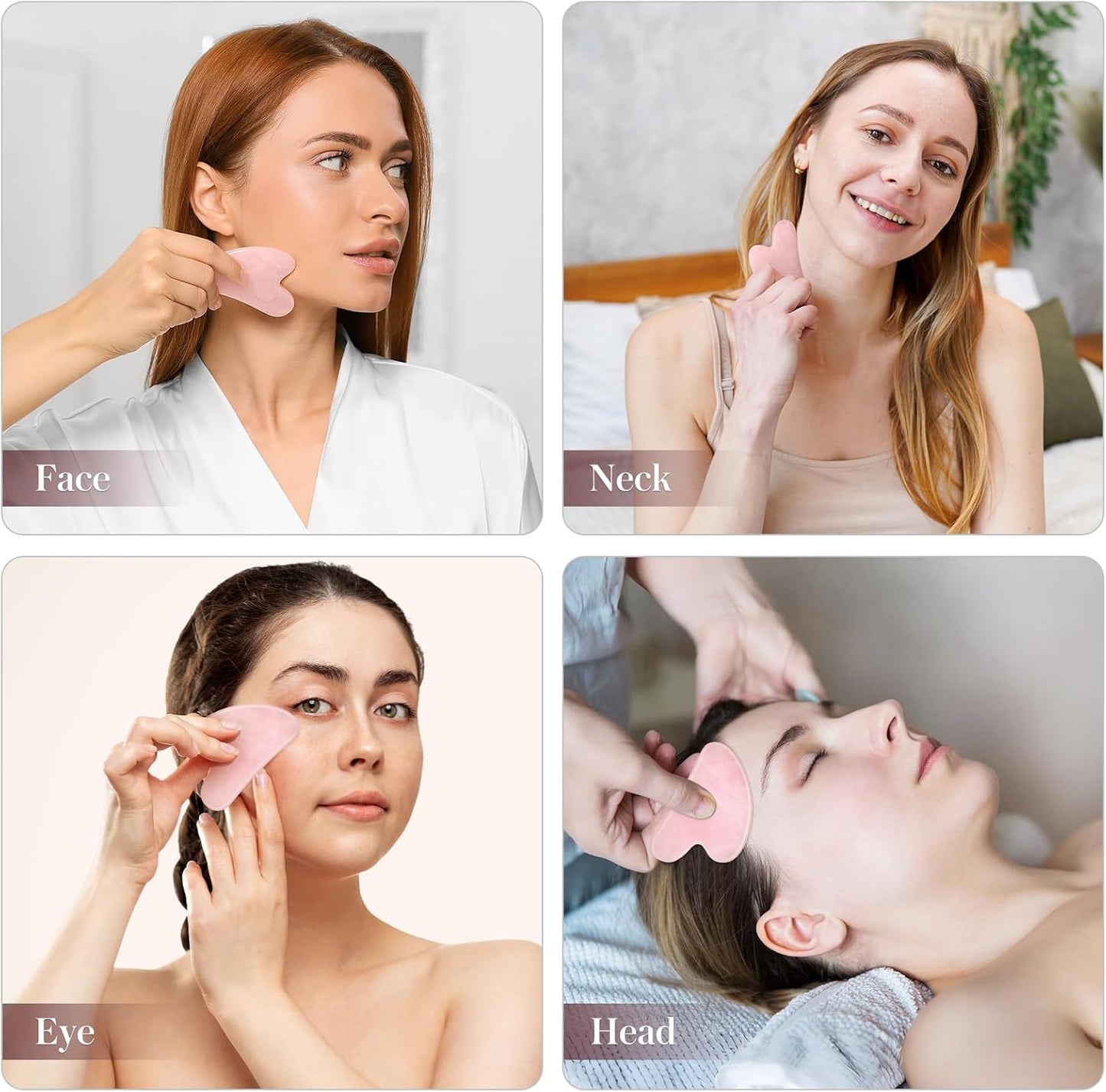 Gua Sha Facial Tools Guasha Tool Gua Sha Jade Stone for Face Skincare Facial Body Tensions Reduce Puffiness Festive (Pink)