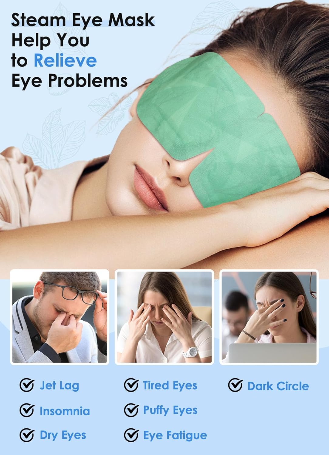 30 PACK Steam Eye Mask for Dry Eyes, Eye Mask Warm Compress 45Mins, Moist Heated Eye Masks forDark Circles Puffiness Eye Bag, Travel Portable Business Office