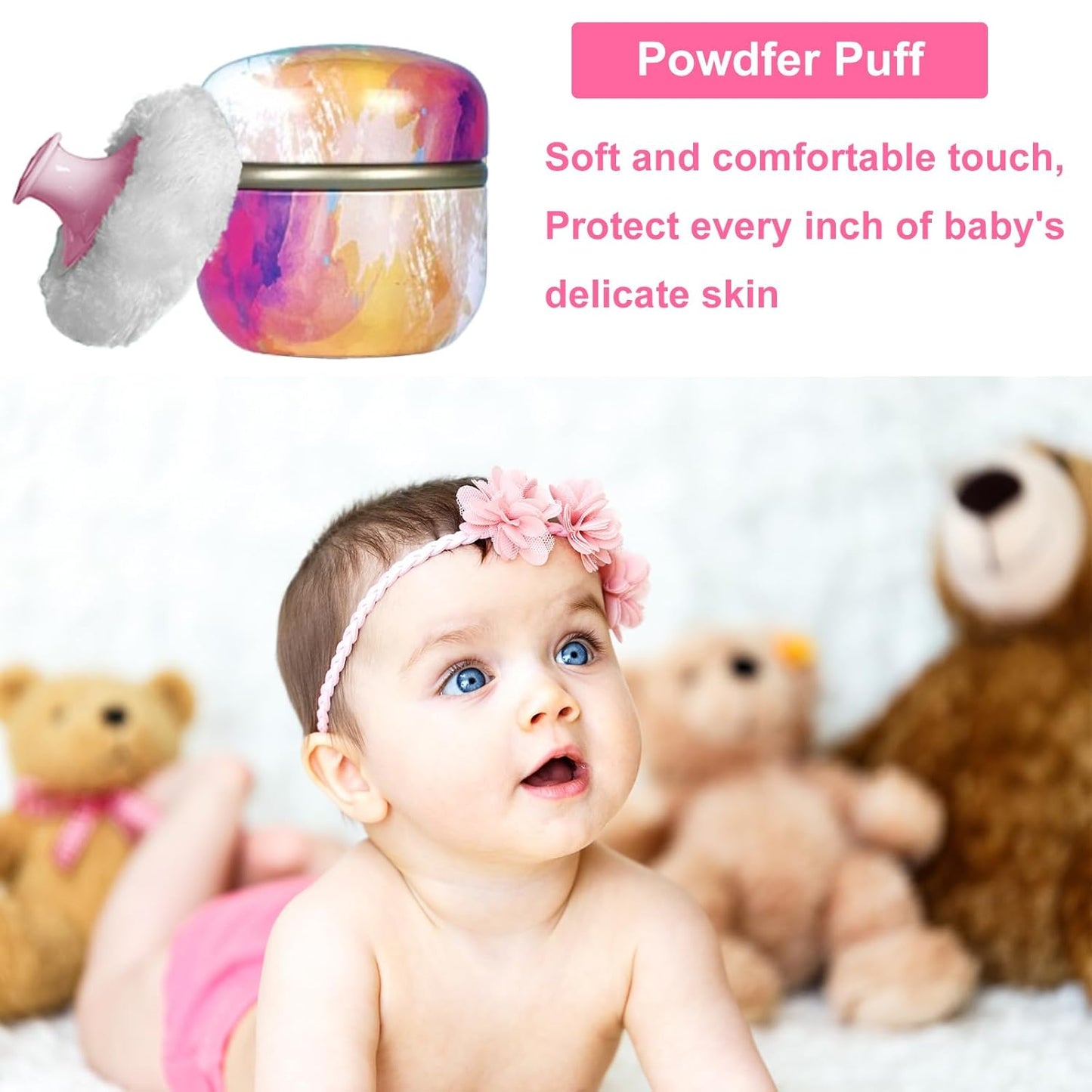 Body Powder Puff and Container for Dusting Powder, Women Powder Puff and Powder Case for Bath and Travel (Abstractionism)