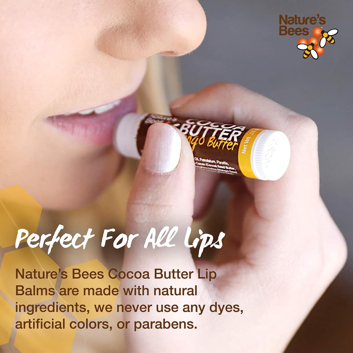 Nature's Bees Cocoa Butter Lip Balm Moisturizer, 24 Pack with 4 Flavors, Original, Shea Butter, Mango Butter, and Olive Oil, Made with Coconut Oil, Beeswax, Vitamin E and Aloe, 0.15 oz