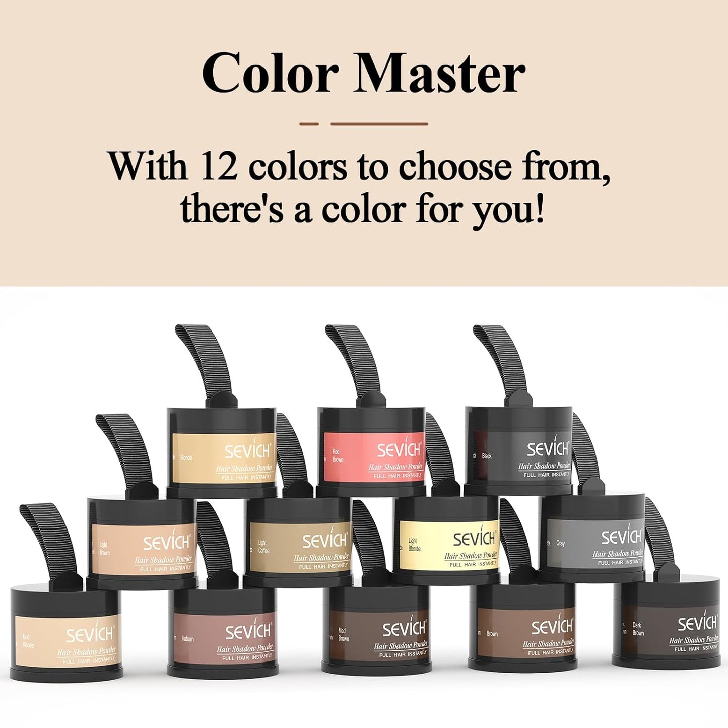 Sevich Hairline Powder，Instantly Conceals Hair Loss, Root Touch up Powder, Hair Shadow Toppers for Women & Men, Touch Up for Thinning Gray Hair, Windproof & Sweatproof, Black