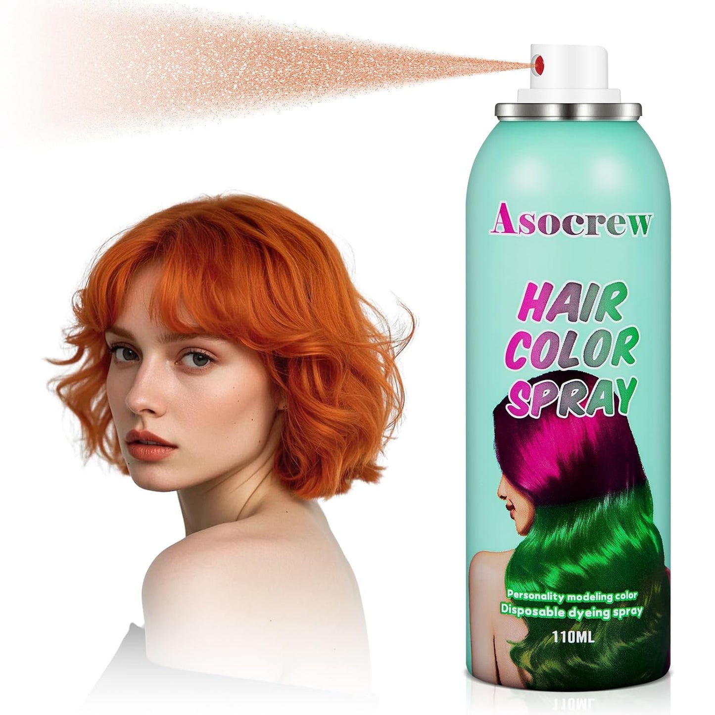 Orange Hair Spray,Hair Color Spray Dye,Temporary Hair Color Spray for Kids Women,Color Hairspray Pomades,Washable Hair Dye for Kids, Colored Hair Spray for Party,Halloween,Cosplay(Orange)