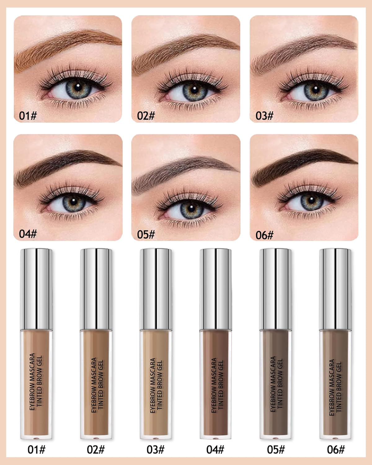 Waterproof Tinted Brow Gel-Long Lasting SmudgeProof Liquid Eyebrow Makeup,Eyebrow Mascara Tinted Brow Glue,Brow Filler Tint,Volumizing Enhance Brow Mascara,With Brow Razor Brush for Women-04Dark Brown