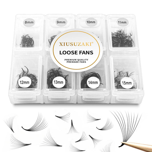 Premade Fans Eyelash Extensions 600 Fans 12D Volume Lash Extensions 0.05 Thickness Eyelash Extension D Curl Premade Lash Fans Mix 8-15mm Fluffy Soft Handmade Loose Fan(600Fans-12D-0.05-D,8-15mm)