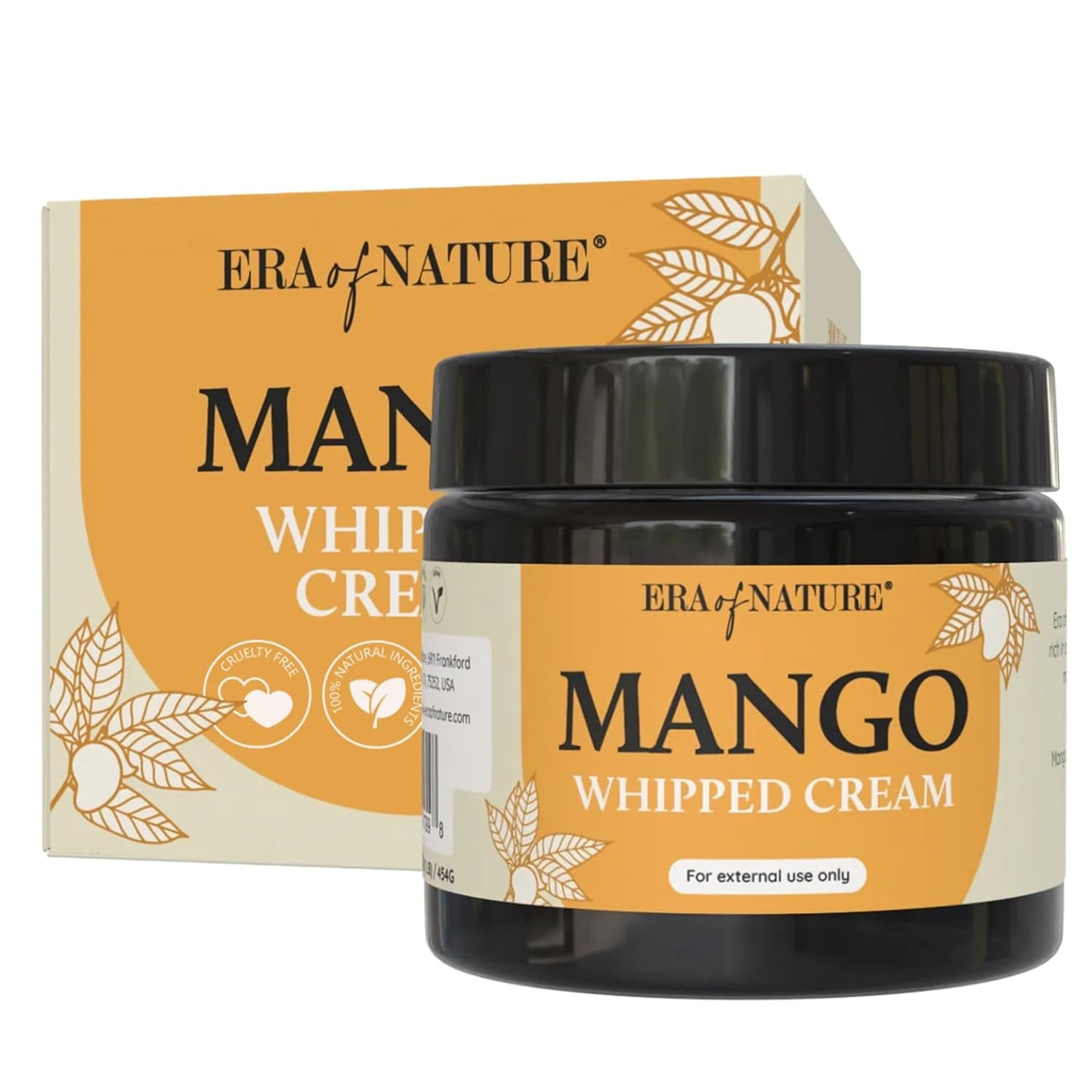 era of nature Mango Whipped Body Cream for Women 16oz - Lightweight Whipped Lotion with Pure Mango - Non-Greasy Body Butter Cream Lotion & Balm Moisturizer for Face, Hair & Dry Skin, Vegan Skincare